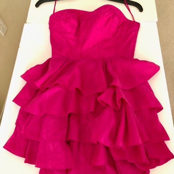 Rebecca Taylor Size 0 Silk Fuchsia Pink Strapless - Picture 1 of 4